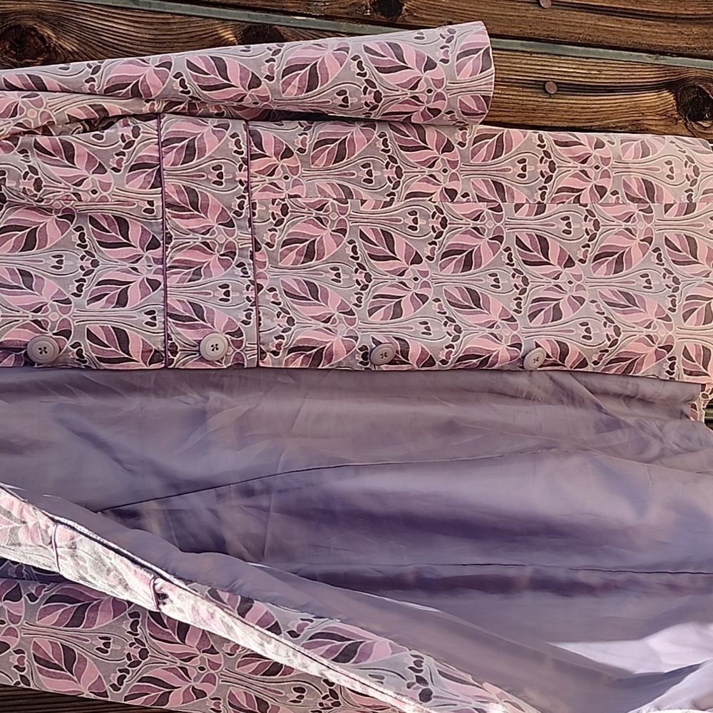 BANDOLINO Pink Gray Velvet Jacket L Retro Velour Peacoat Floral Y2K Topper - Picture 13 of 15